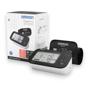 OMRON M7 Intelli IT AFib HEM-7380T1-EBK Blood Pressure Monitor with Intelli Wrap Cuff, large display, and Bluetooth connectivity for accurate home monitoring and AFib detection.