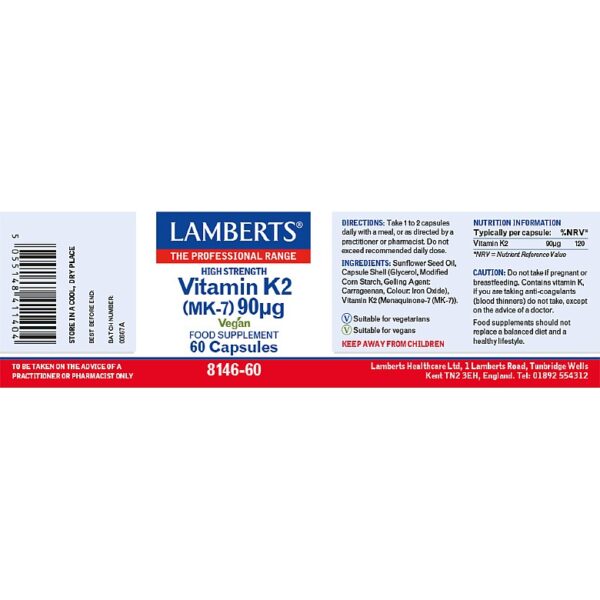 Lamberts Vitamin K2 90µg | 60 Capsules