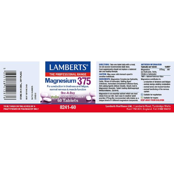 Lamberts Magnesium 375 | 60 Tablets